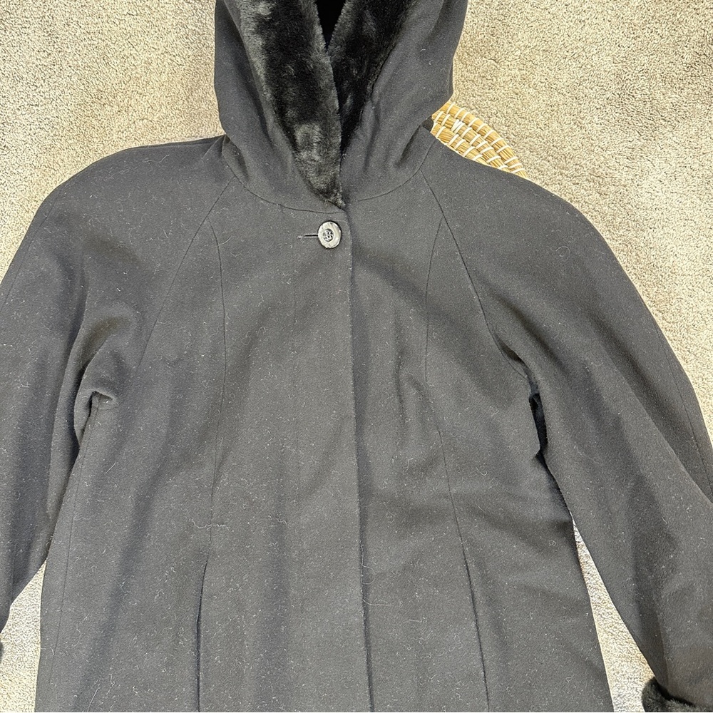 SOLD | Braetan Women’s Vintage Wool Long Coat Hooded Faux Fur Penny Lane Mob - Picture 6 of 15